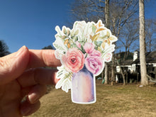 Load image into Gallery viewer, Sticker | 37G | Light Roses in Vase | Waterproof Vinyl Sticker | White | Clear | Permanent | Removable | Window Cling | Glitter | Holographic