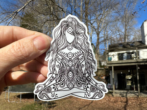 Sticker | 7B | Yoga Girl | Waterproof Vinyl Sticker | White | Clear | Permanent | Removable | Window Cling | Glitter | Holographic