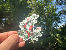 Load image into Gallery viewer, Sticker | 38K | Winter Bird | Waterproof Vinyl Sticker | White | Clear | Permanent | Removable | Window Cling | Glitter | Holographic