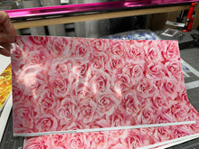 Load image into Gallery viewer, Printed Vinyl Pink Roses Patterns Sheet Permanent Adhesive CLEARANCE