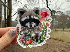 Sticker | 56H | RACCOON | Waterproof Vinyl Sticker | White | Clear | Permanent | Removable | Window Cling | Glitter | Holographic