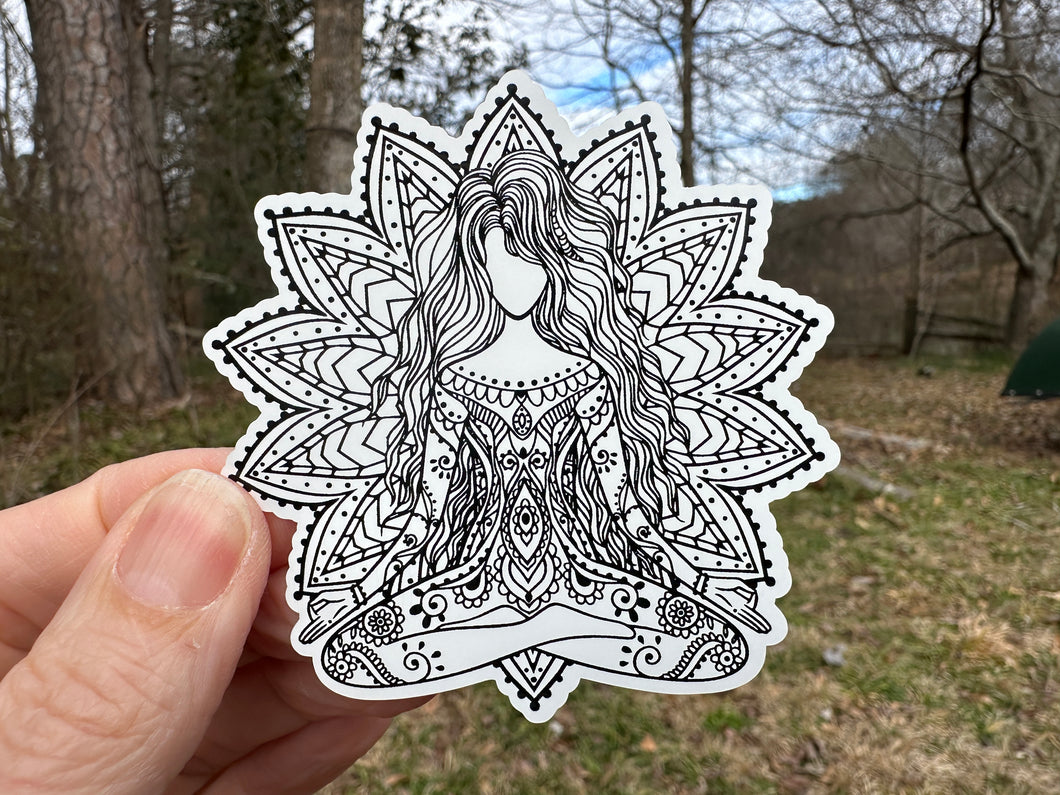 yoga girl with mandala sticker