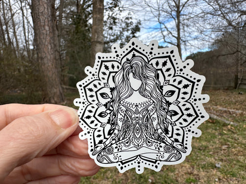 yoga girl with mandala sticker