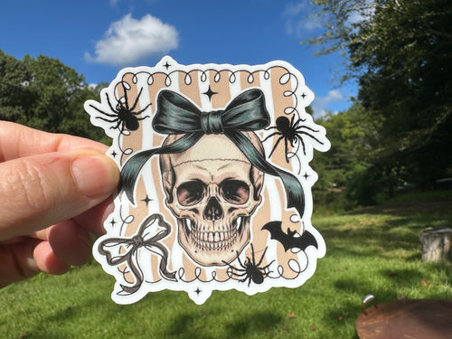 Sticker | Coquette Skull | Waterproof Vinyl Sticker | Permanent