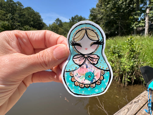 Sticker | 32L | Russian Nesting Doll | Waterproof Vinyl Sticker | White | Clear | Permanent | Removable | Window Cling | Glitter | Holographic