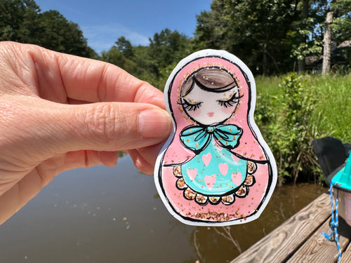 Sticker | 32P | Russian Nesting Doll | Waterproof Vinyl Sticker | White | Clear | Permanent | Removable | Window Cling | Glitter | Holographic