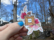 Load image into Gallery viewer, Sticker | 78B | Gold Perfume Bottle | Waterproof Vinyl Sticker | White | Clear | Permanent | Removable | Window Cling | Glitter | Holographic