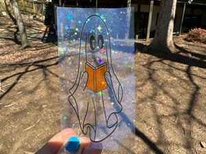 Clear Bookmark or Sticker Reading Ghost