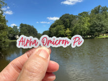 Load image into Gallery viewer, Sticker | Alpha Omicron Pi | AOP L | Hand Written | Waterproof Vinyl Sticker | Permanent