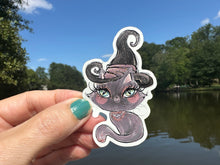 Load image into Gallery viewer, Sticker | 20F Halloween Cat | Waterproof Vinyl Sticker | White | Clear | Permanent | Removable | Window Cling | Glitter | Holographic