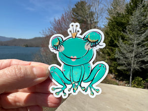 Sticker | 12N | Colorful Fairy Frog | Waterproof Vinyl Sticker | White | Clear | Permanent | Removable | Window Cling | Glitter | Holographic