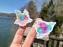 Load image into Gallery viewer, Sticker | 12P | Colorful Fairy Flowers | Waterproof Vinyl Sticker | White | Clear | Permanent | Removable | Window Cling | Glitter | Holographic