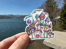 Load image into Gallery viewer, Sticker | 12K | Colorful Fairy Castle | Waterproof Vinyl Sticker | White | Clear | Permanent | Removable | Window Cling | Glitter | Holographic