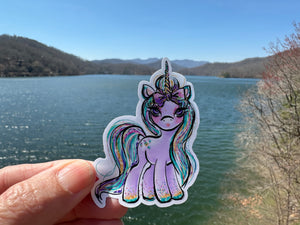 Sticker | 12L | Colorful Fairy Unicorn | Waterproof Vinyl Sticker | White | Clear | Permanent | Removable | Window Cling | Glitter | Holographic