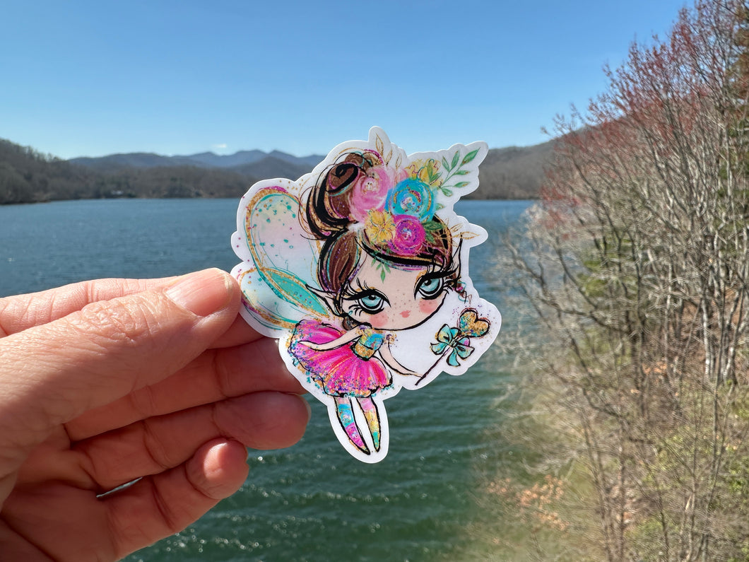 Sticker | 12A | Colorful Fairy | Waterproof Vinyl Sticker | White | Clear | Permanent | Removable | Window Cling | Glitter | Holographic