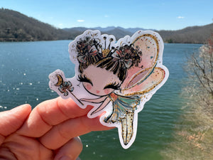 Sticker | 11B | Fall Fairy | Waterproof Vinyl Sticker | White | Clear | Permanent | Removable | Window Cling | Glitter | Holographic