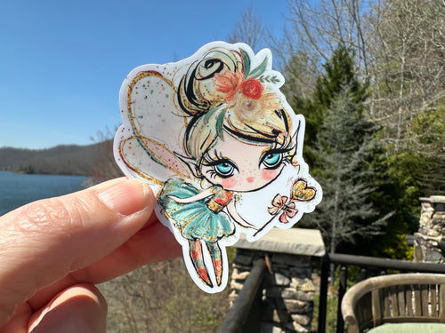Sticker | 11D | Fall Fairy | Waterproof Vinyl Sticker | White | Clear | Permanent | Removable | Window Cling | Glitter | Holographic