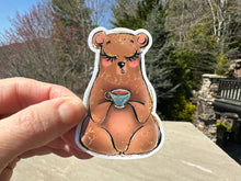 Load image into Gallery viewer, Sticker | 11K | Fall Bear | Waterproof Vinyl Sticker | White | Clear | Permanent | Removable | Window Cling | Glitter | Holographic