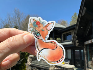 Sticker | 11N | Fall Fox | Waterproof Vinyl Sticker | White | Clear | Permanent | Removable | Window Cling | Glitter | Holographic