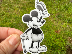 Sticker |  | Steamboat Willie | Waterproof Vinyl Sticker | White | Clear | Permanent | Removable | Window Cling | Glitter | Holographic