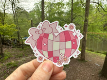 Load image into Gallery viewer, Sticker | Coquette Disco Ball Heart | Waterproof Vinyl Sticker | Permanent