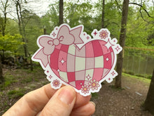 Load image into Gallery viewer, Sticker | Coquette Disco Ball Heart | Waterproof Vinyl Sticker | Permanent