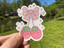 Load image into Gallery viewer, Sticker | Coquette Strawberry Cherries | Waterproof Vinyl Sticker | Permanent