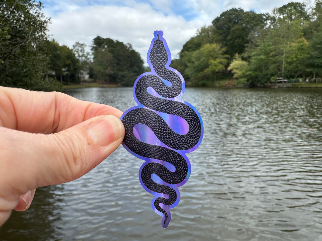 Sticker | Snake on Holographic | Waterproof Vinyl Sticker | Permanent
