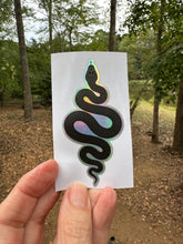 Load image into Gallery viewer, Sticker | Snake on Holographic | Waterproof Vinyl Sticker | Permanent