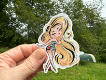 Load image into Gallery viewer, Sticker | 79O | Girl with Blonde Hair | Waterproof Vinyl Sticker | White | Clear | Permanent | Removable | Window Cling | Glitter | Holographic