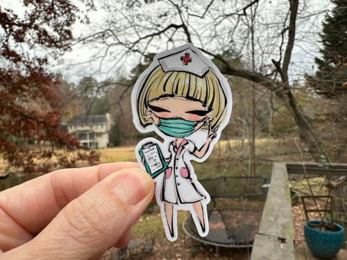 Sticker | 22N | Nurse | Waterproof Vinyl Sticker | White | Clear | Permanent | Removable | Window Cling | Glitter | Holographic
