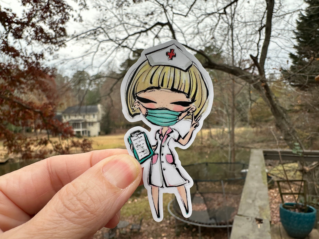 Sticker | 22N | Nurse | Waterproof Vinyl Sticker | White | Clear | Permanent | Removable | Window Cling | Glitter | Holographic