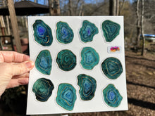 Load image into Gallery viewer, Sticker Sheet Set of Teal Blue Agate Stone Slices