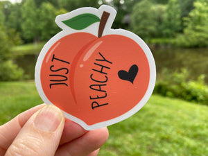 Sticker | 72F | Just Peachy | Waterproof Vinyl Sticker | White | Clear | Permanent | Removable | Window Cling | Glitter | Holographic