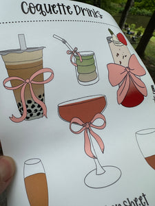 Sticker Sheet |  | Set of little planner stickers Coquette Drinks 5 X 7 inches