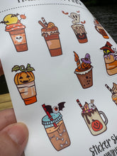 Load image into Gallery viewer, Sticker Sheet |  | Set of little planner stickers Halloween Drinks 5 X 7 inches