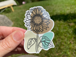Sticker | 52A | Botanical Flower | Waterproof Vinyl Sticker | White | Clear | Permanent | Removable | Window Cling | Glitter | Holographic