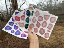 Load image into Gallery viewer, Sticker Sheet Set of Teal Blue Agate Stone Slices