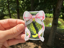 Load image into Gallery viewer, Sticker | A | Jar of Coquette Pickles | Waterproof Vinyl Sticker | White | Clear | Permanent | Removable | Window Cling | Glitter | Holographic