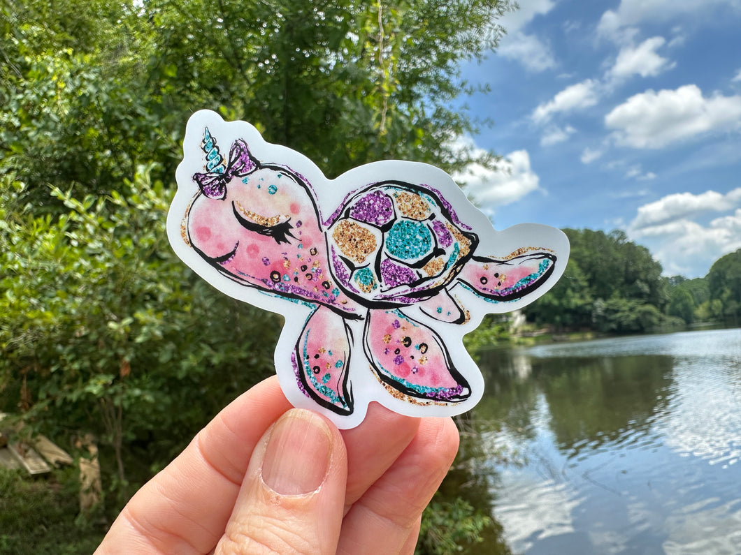 Sticker | 18G | Sea Turtle | Waterproof Vinyl Sticker | White | Clear | Permanent | Removable | Window Cling | Glitter | Holographic