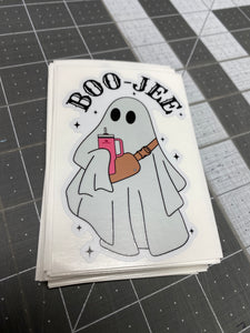 Sticker | 74N | Boo-Jee Ghost | Waterproof Vinyl Sticker | White | Clear | Permanent | Removable | Window Cling | Glitter | Holographic