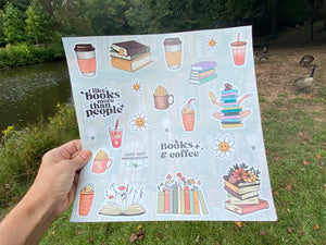 Sticker Sheet Book Lover Reading theme Full 12 x 12 inch Sheet