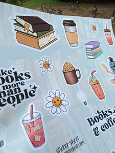 Sticker Sheet Book Lover Reading theme Full 12 x 12 inch Sheet