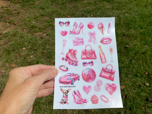 Sticker Sheet 88 Set of Pink Images