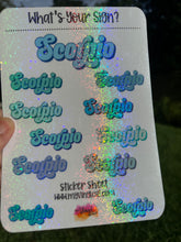 Load image into Gallery viewer, Sticker Sheet | Zodiac Names | Set of little planner stickers 5 X 7