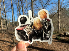 Load image into Gallery viewer, Sticker | 86A-P | Golden Trio | Waterproof Vinyl Sticker | White | Clear | Permanent | Removable | Window Cling | Glitter | Holographic