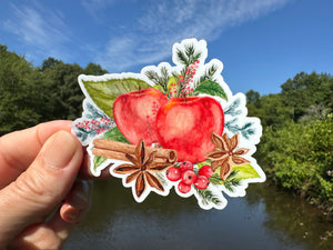 Sticker | 54D | Fall Apple Spice| Waterproof Vinyl Sticker | White | Clear | Permanent | Removable | Window Cling | Glitter | Holographic