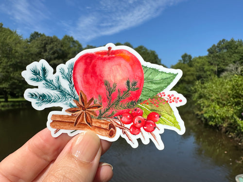 Sticker | 54E | Fall Apple Spice| Waterproof Vinyl Sticker | White | Clear | Permanent | Removable | Window Cling | Glitter | Holographic