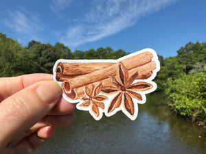 Sticker | 54G | Fall Cinnamon Spice| Waterproof Vinyl Sticker | White | Clear | Permanent | Removable | Window Cling | Glitter | Holographic