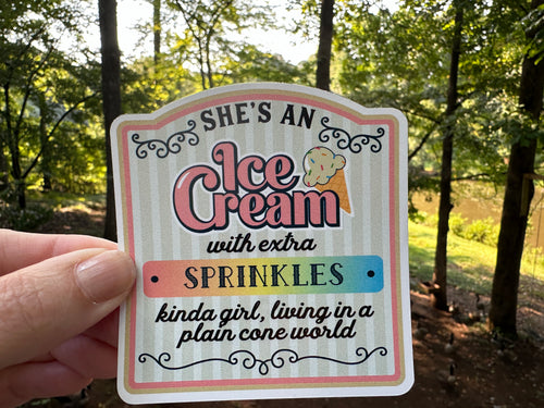 Sticker 10F Ice Cream with Extra Sprinkles PINK Label